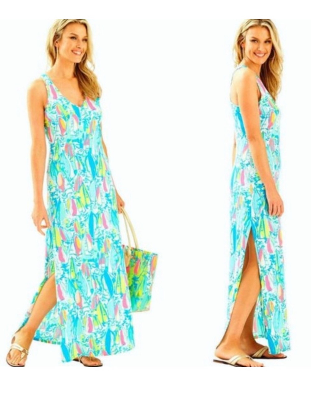 Lilly Pulitzer Kerri Maxi Dress in the "Beach and Bae" print small